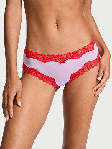 Slip Sgambato In Mesh Tease Con Finiture In Pizzo, Silky Lilac, large