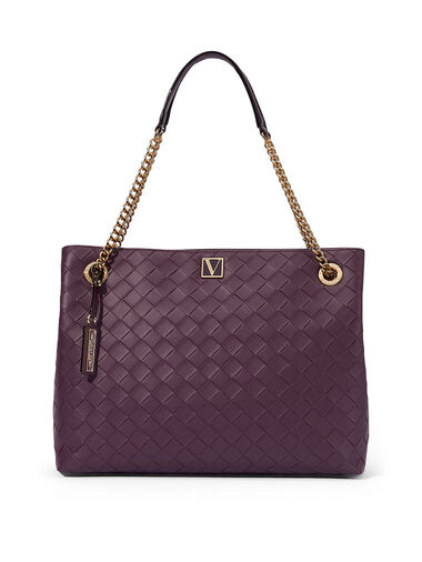 Borsa A Spalla Victoria, Black Violet Woven, large