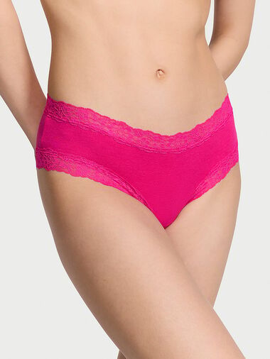 Slip Sgambato In Cotone Con Dettagli In Pizzo, Forever Pink, large