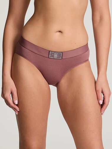 Slip Coprente In Cotone Con Dettaglio Di Strass E Logo, Vintage Rose, large