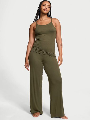 Canotta E Pantaloni In Modal A Coste Sottili, Casual Olive, large