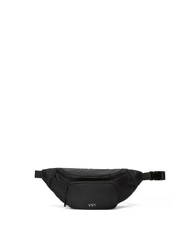 Sling Crossbody Bag, Black Satin, large