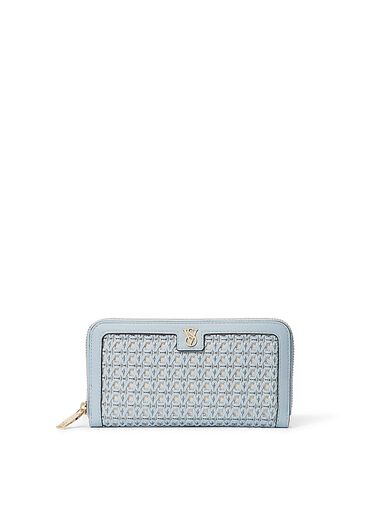 Portafoglio Grande Con Cerniera, Blue Woven, large