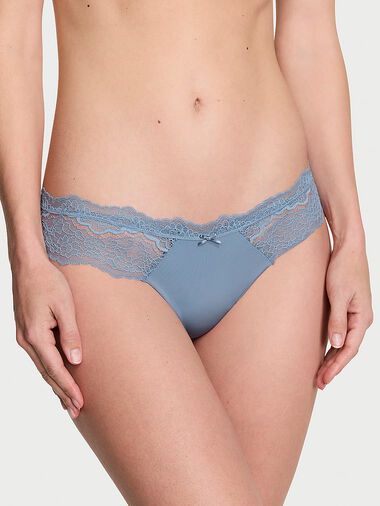Tanga Con Finiture In Pizzo, Faded Denim, large