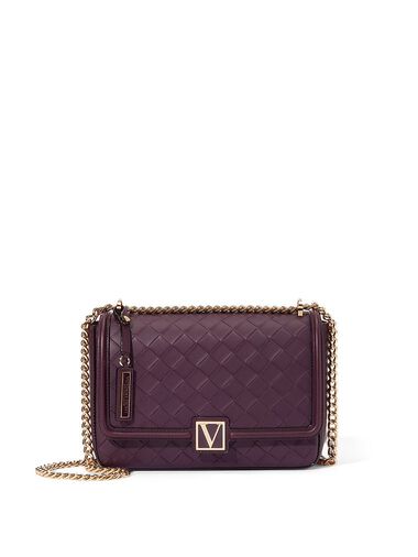 Borsa A Spalla Media Victoria, Black Violet Woven, large