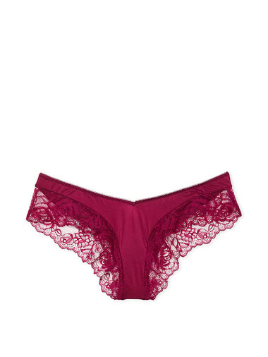 Slip Sgambato Con Finiture In Pizzo Ornato Da Rose, Campari, large