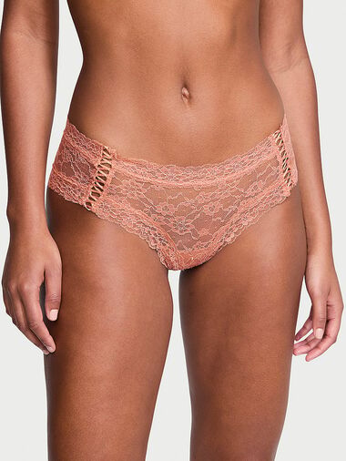 Slip Sgambato In Pizzo Con Dettagli Stringati, Rose Blush, large