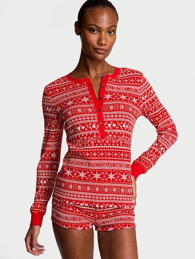 Pigiama Termico Corto, LIPSTICK FAIR ISLE, large