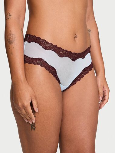 Slip Sgambato In Mesh Tease Con Finiture In Pizzo, Light Blue, large