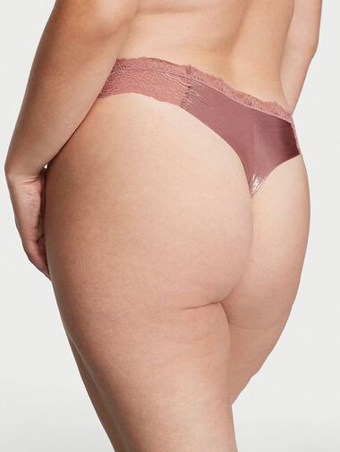 Tanga Glitterato Liscio Con Finiture In Pizzo, Vintage Rose Shimmer, large