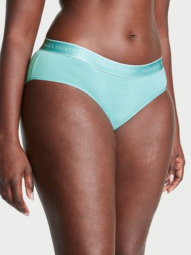 Slip Coprente In Cotone Con Logo, Fountain Blue, large