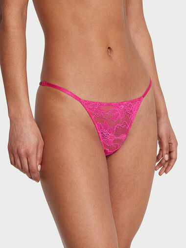 Tanga In Pizzo Con Fianchetti Di Strass, Forever Pink, large