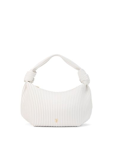 Knotted Top Handle Bag, Coconut White, large