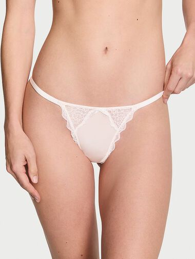 Tanga Con Finiture In Pizzo, COCONUT WHITE72Y 34Y5, large