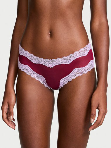 Slip Sgambato In Mesh Tease Con Finiture In Pizzo, Campari Red, large