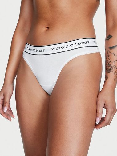 Tanga In Cotone Con Logo, VS White, large
