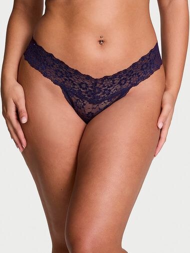 Tanga In Pizzo Posey Con Paillettes, Amethyst, large