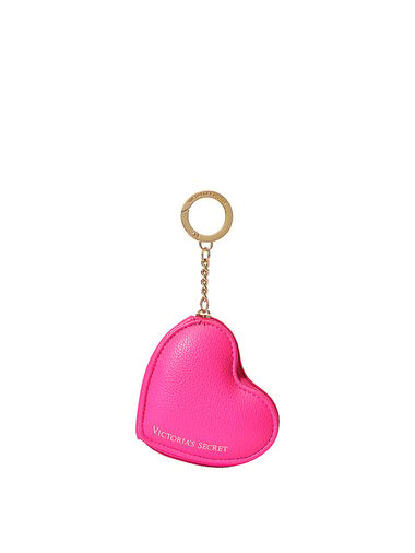 Heart Pouch Keychain, Hot Pink, large
