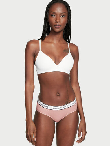Slip Coprente In Cotone Con Logo, Misty Rose, large