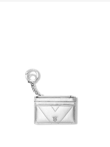 Card Holder Keychain, Silver, large