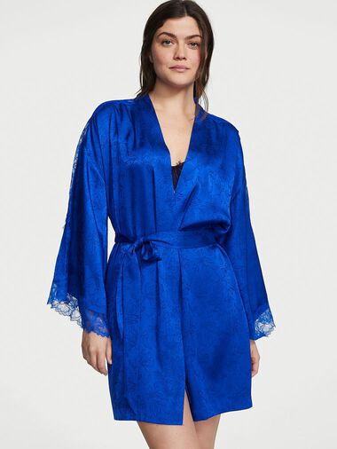 Kimono Jacquard Con Inserti In Pizzo, Blue Oar, large