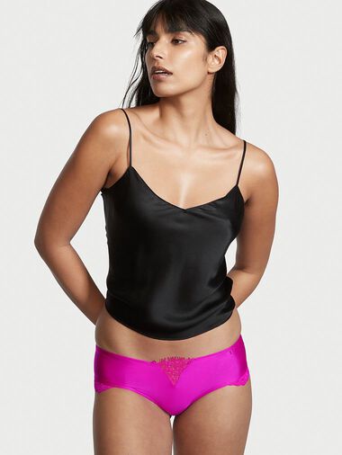 Slip Sgambato Con Inserto In Pizzo, Description, large