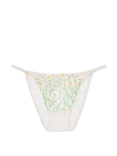Slip Con Fianchetti Sottili E Ricamo Di Margherite, White Daisies, large