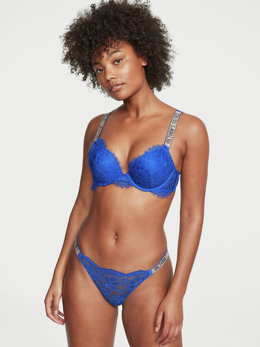 Tanga In Pizzo Con Fianchetti Di Strass, Blue Oar, large