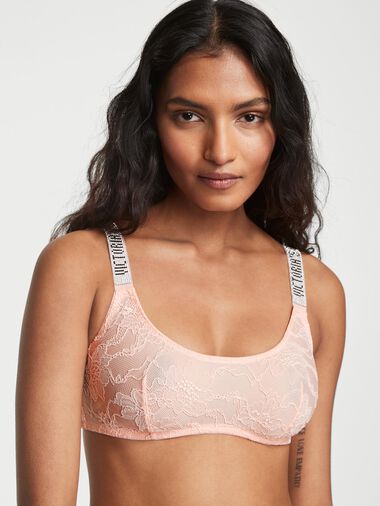 Bralette Con Scollatura Rotonda E Spalline Di Strass, Purest Pink, large