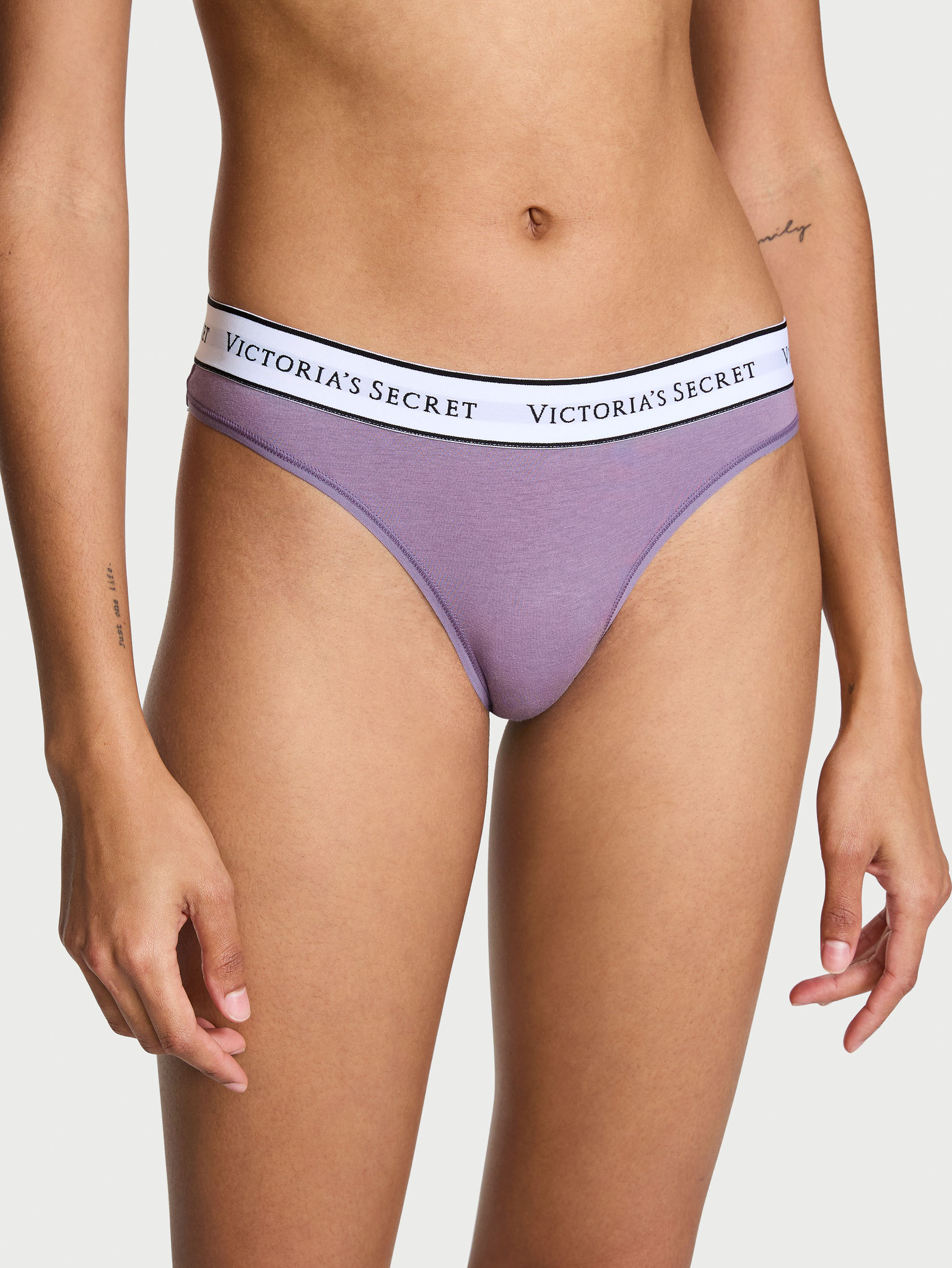 Tanga In Cotone Con Logo, Frozen Plum, large
