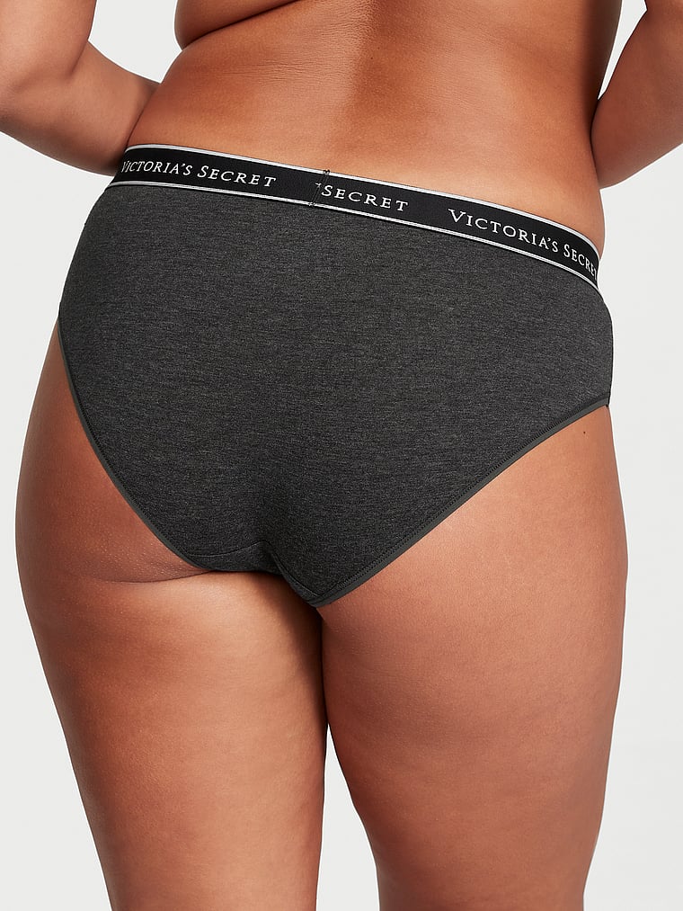 Slip Coprente In Cotone Con Logo, Charcoal Heather Grey, large