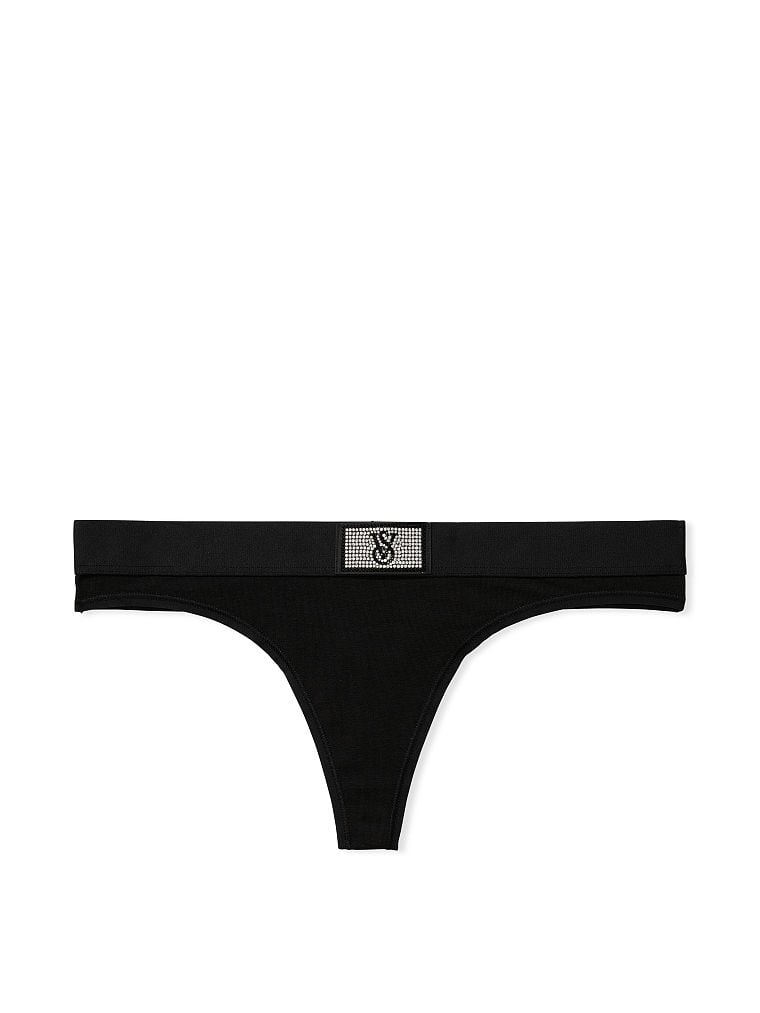 Tanga Con Dettaglio Di Strass, Black, large