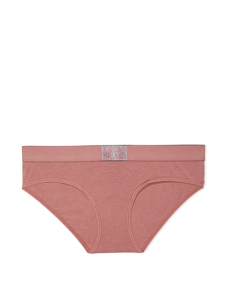 Slip Coprente In Cotone Con Dettaglio Di Strass E Logo, Vintage Rose, large