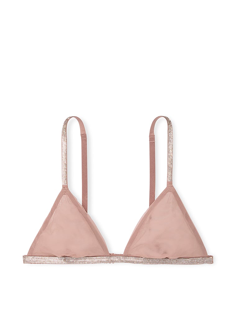 Bralette A Triangolo Trasparente Con Strass, Almond Beige, large
