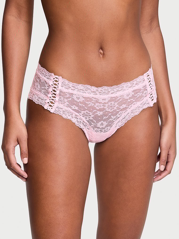 Slip Sgambato In Pizzo Con Dettagli Stringati, Pretty Blossom, large