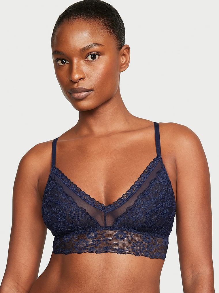 Bralette Curvy In Pizzo, Noir Navy, large