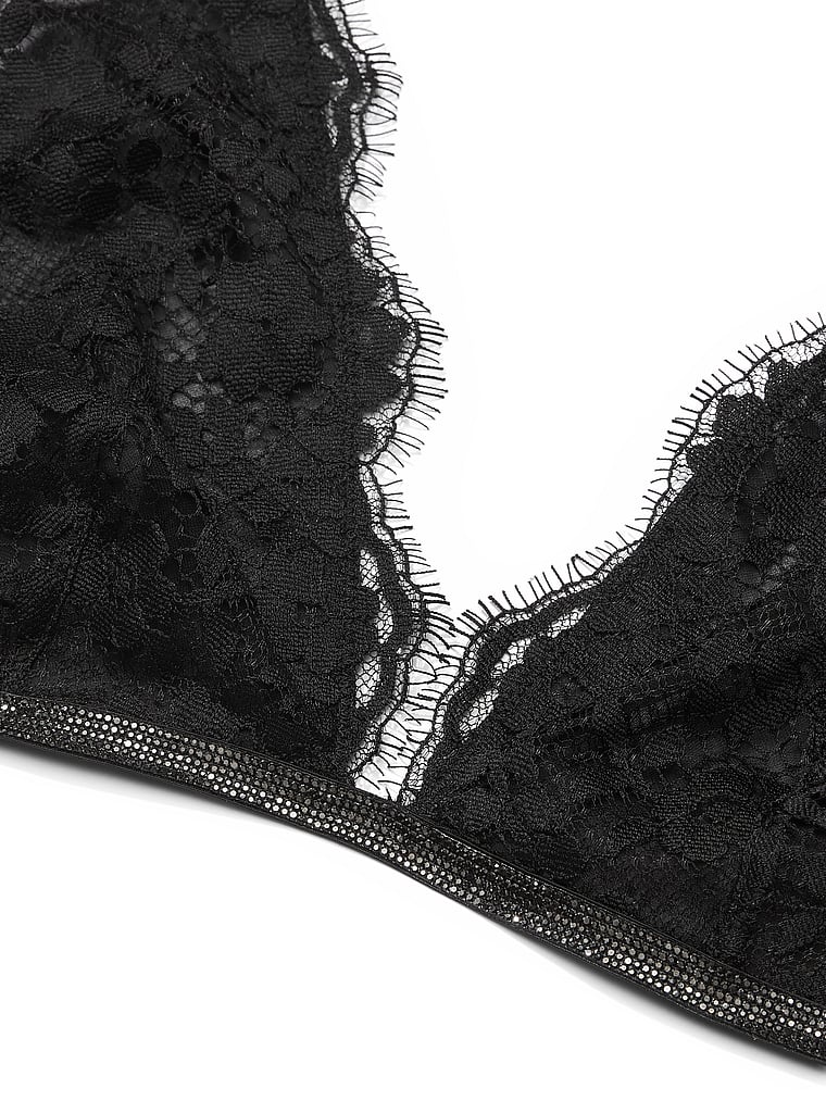 Reggiseno A Triangolo In Pizzo Con Strass, Black, large