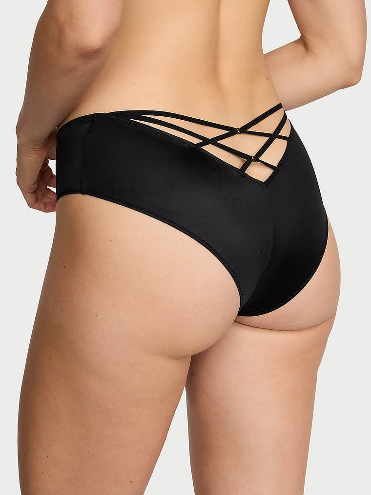 Slip Sgambato Con Laccetti Sul Lato Posteriore, Black, large