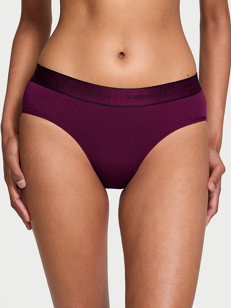 Slip Coprente In Cotone Con Logo, Plum Rouge, large