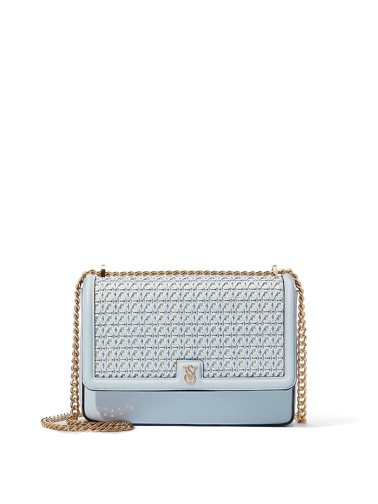 Borsa A Tracolla Media, Blue Woven, large