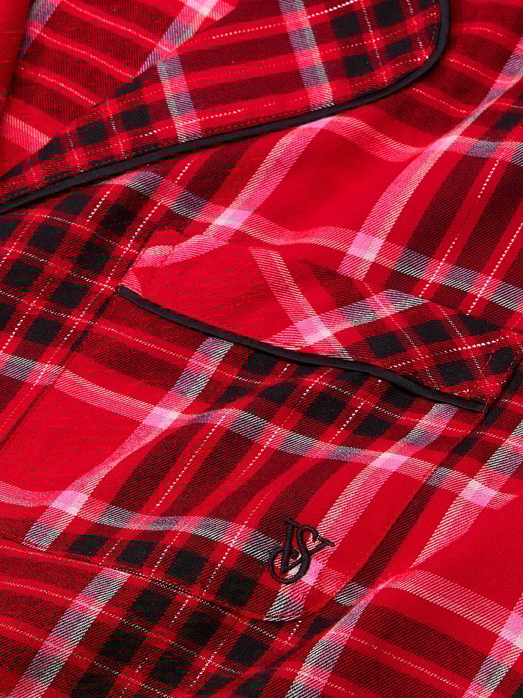 Flannel Long Pajama Set, LIPSTICK LOVELY PLAID, large