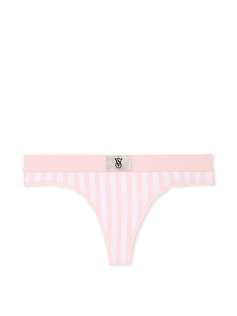 Tanga In Cotone Con Dettaglio Di Strass E Logo, Pretty Blossom Stripes, large