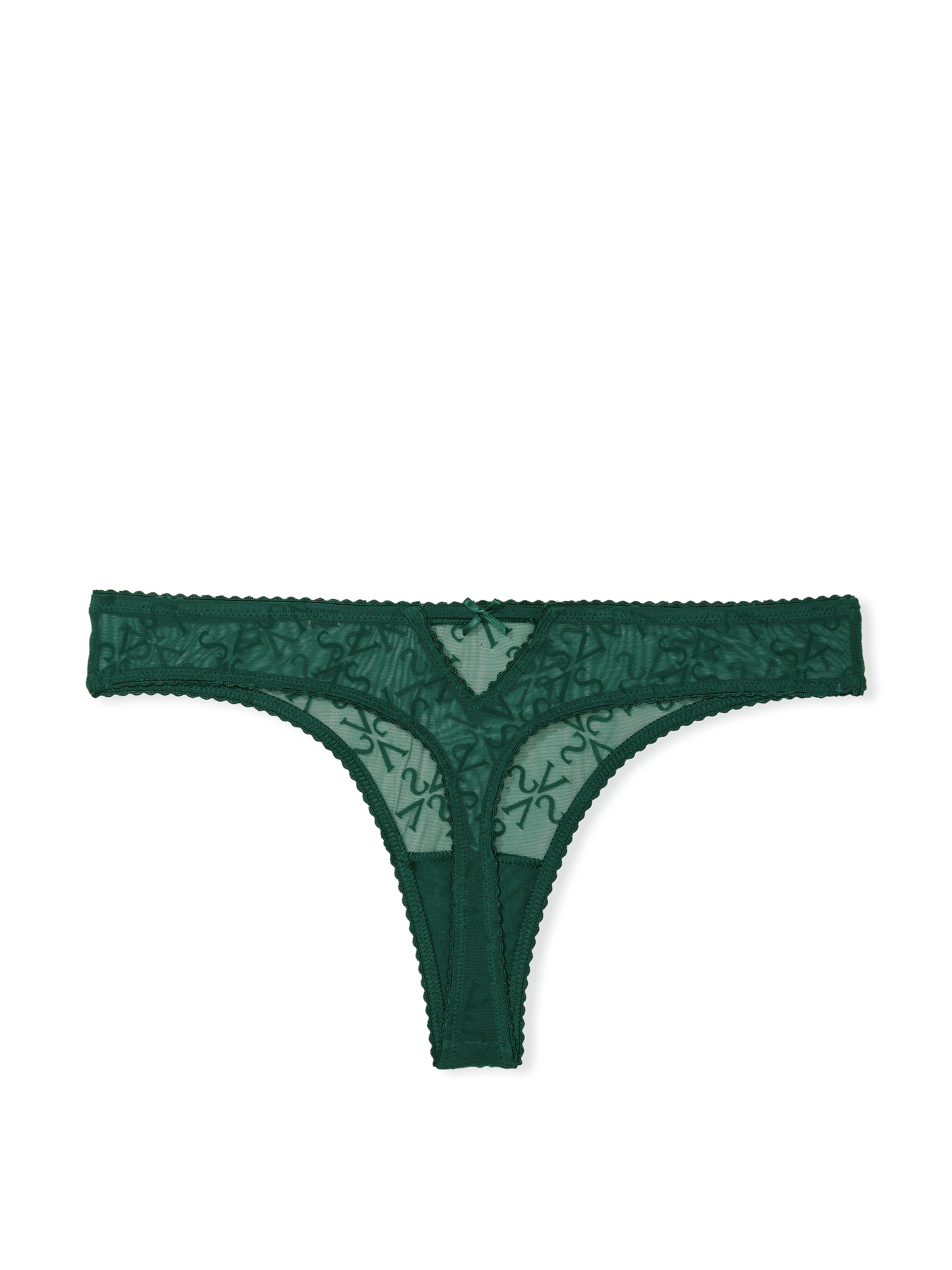 Tanga In Mesh Con Logo Floccato, Deepest Green, large