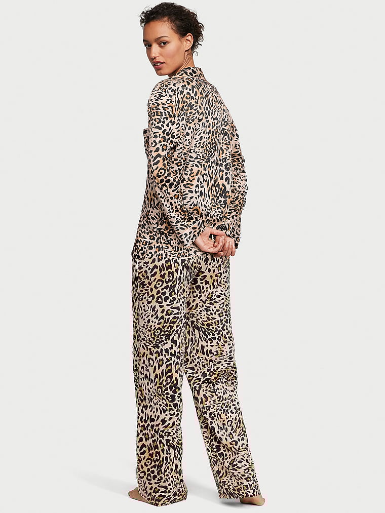 Pigiama Lungo In Raso, Wavy Leopard, large