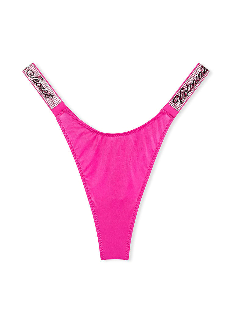 Tanga Liscio Con Fianchetti Di Strass, Fuschia Frenzy, large