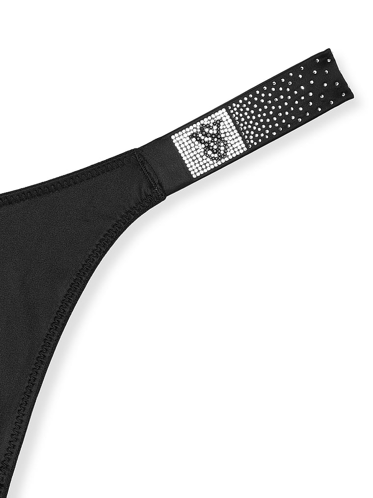 Tanga Liscio Con Fianchetti Tempestati Di Strass, Black, large