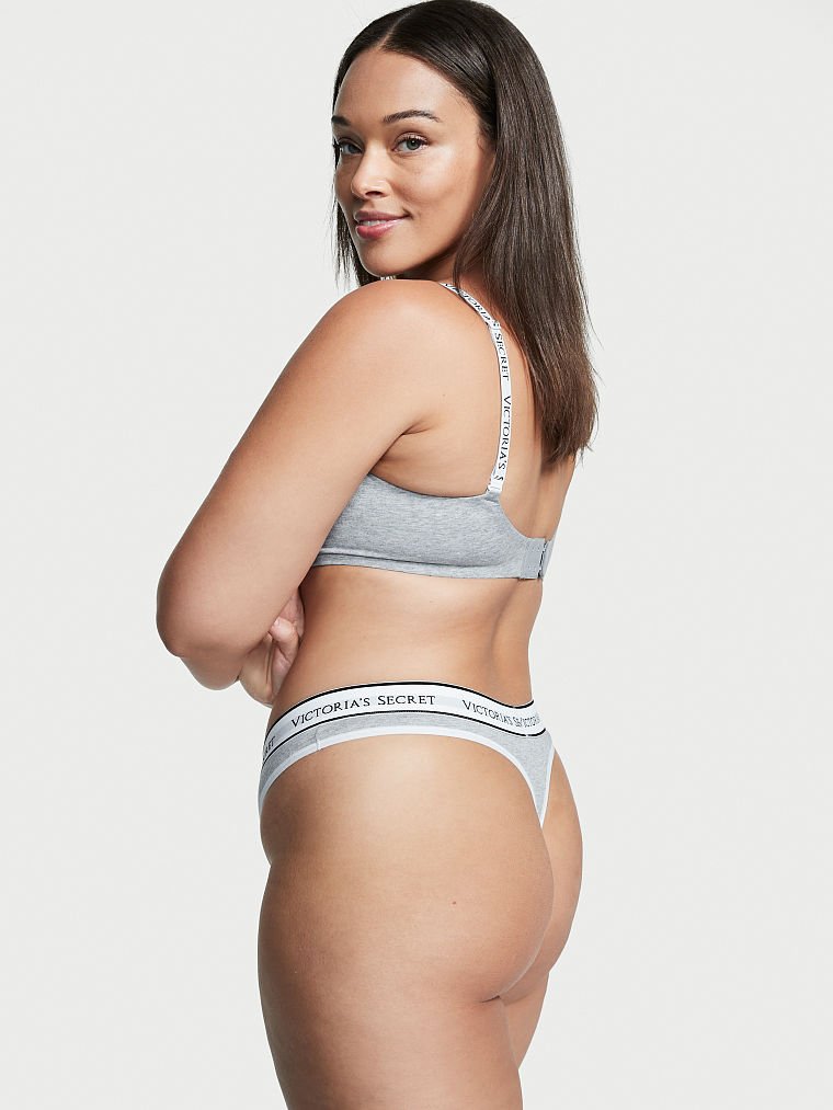 Tanga In Cotone Con Logo, Medium Heather Gray, large