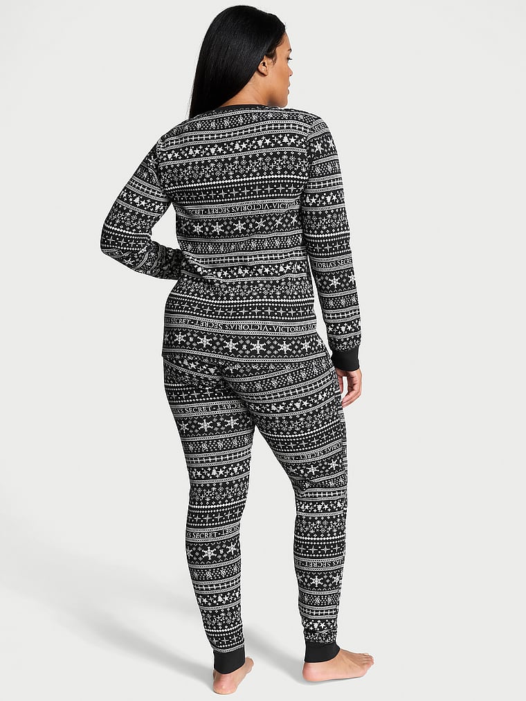 Pigiama Termico Lungo, BLACK  FAIR ISLE, large