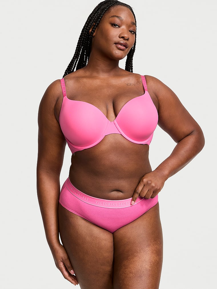 Slip Coprente In Cotone Con Logo, Hollywood Pink, large