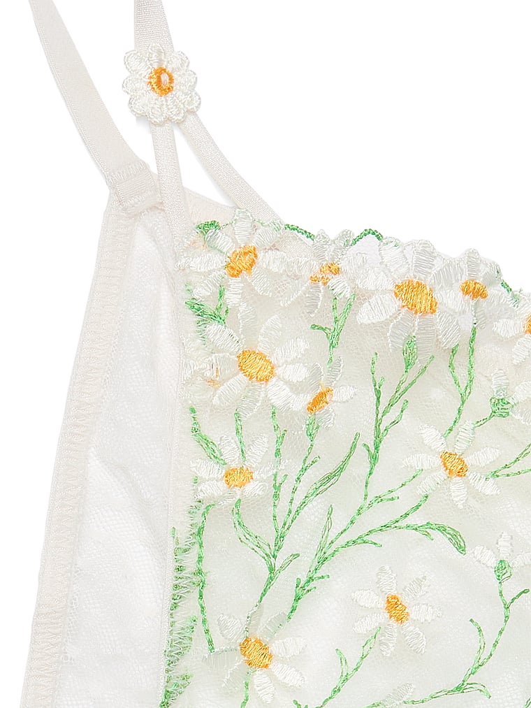 Slip Con Fianchetti Sottili E Ricamo Di Margherite, White Daisies, large